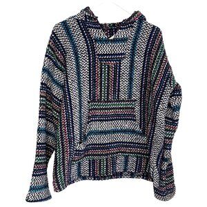 Baja Joe Drug Rug Beach Pull Over Hoodie Jacket Size M Vintage Y2K